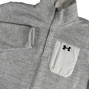 Under‎ Armour Coldgear Specialist Henley Men's XXL Grid Fleece Pullover Gray